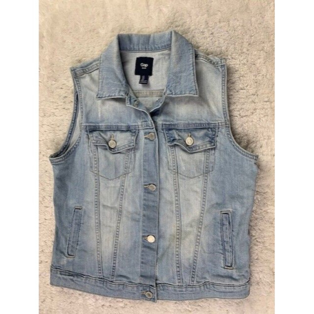Gap Size S Womens Denim Jean Vest Sleeveless Light Wash